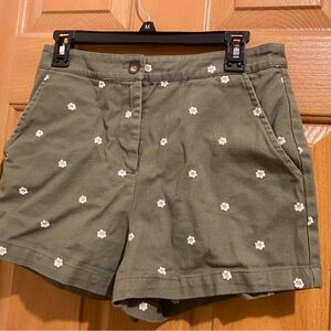 Mi Ami Green Floral High Waist Women's Shorts